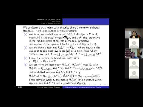 Dominic Joyce - Enumerative invariants in Algebraic Geometry and wall crossing formulae