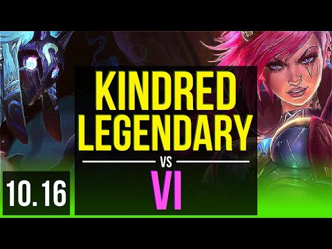 KINDRED vs VI (JUNGLE) | 2 early solo kills, Legendary, KDA 14/4/6 | KR Master | v10.16
