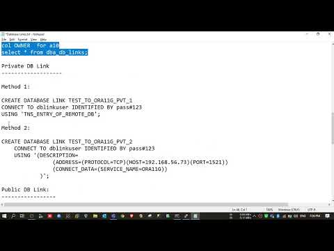 Database Links in Oracle database