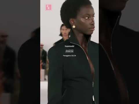 Supermodel ✨❤️ Anok Yai hits the Ferragamo SS/24 show  #shorts  #models  #mfw2023