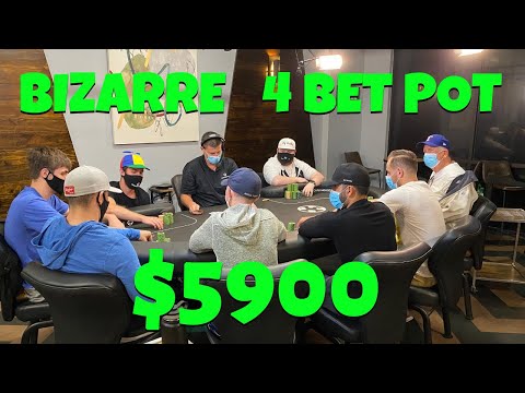 BIZARRE poker hand leads to $5900 (4 Bet POT)