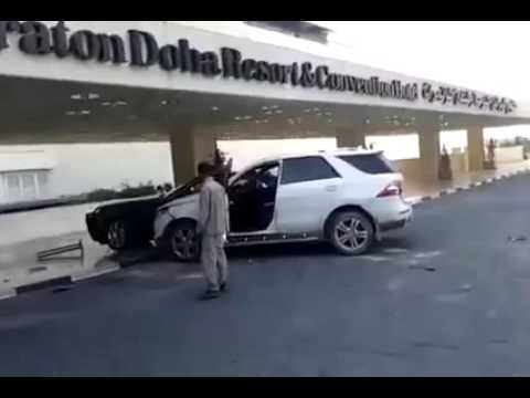 Sheraton Doha - crazy guy smashes Rolls Royce