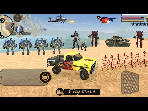 Vegas Crime Simulator (Transformer Pickup 🚚 Truck Fight Robot Car on Beach) - Android Gameplay HD
