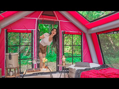 $7,777 CAMPING WITH THE LUXURY AIR TENTㅣFOREST ASMR