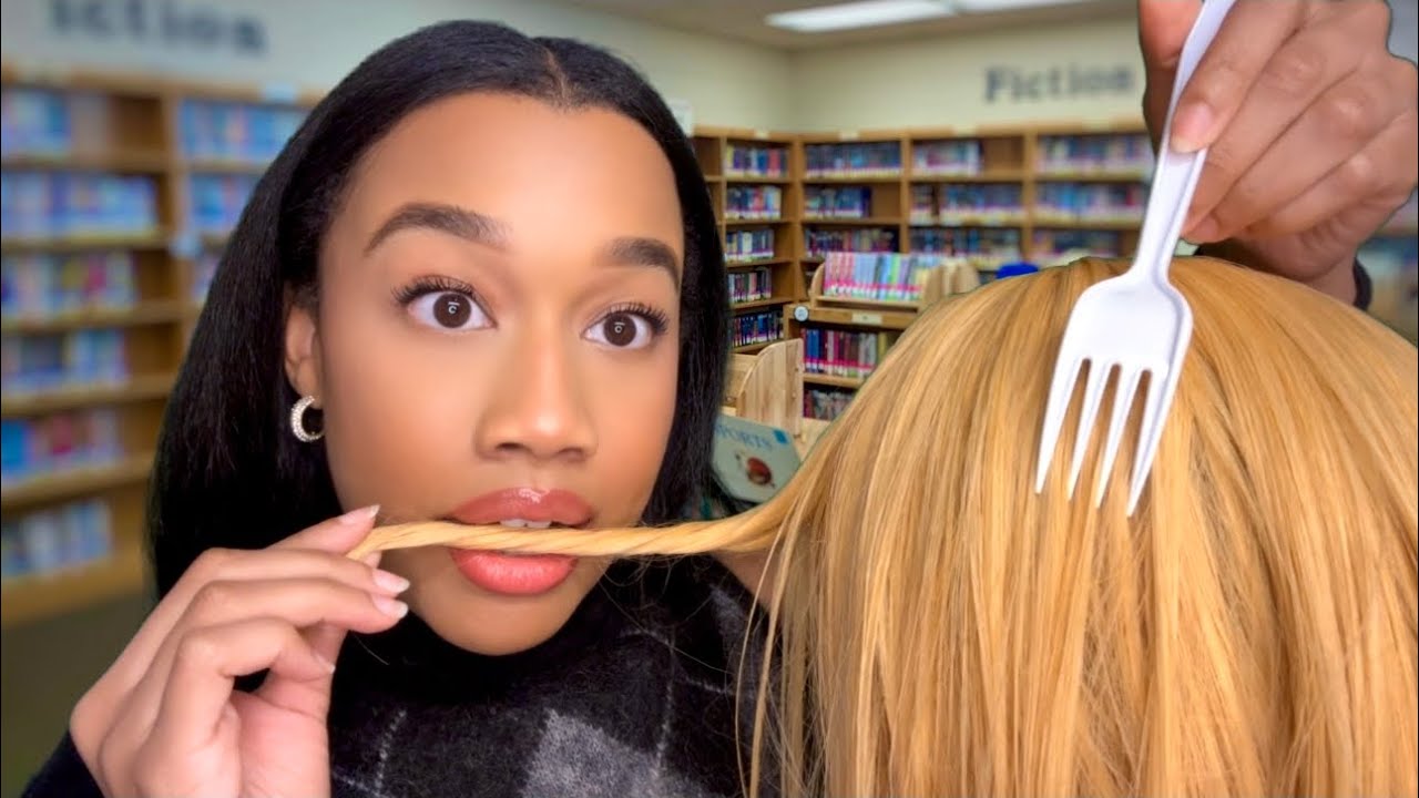 ASMR Girl Behind You in The School Library Eats Your Hair 📚😋 ASMR Hair Play