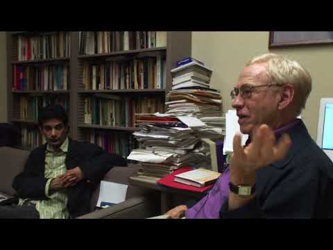 Hubert Dreyfus in his office discussing Heidegger