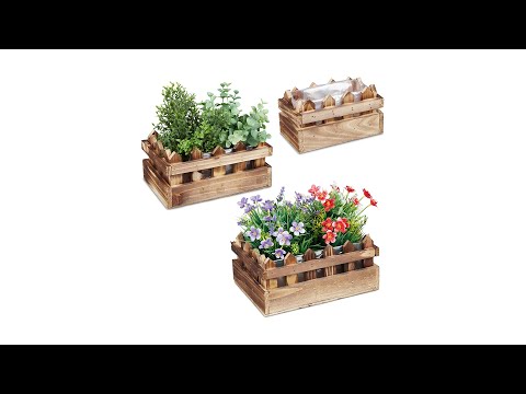 Lot de 3 jardinières au design clôture Marron - Bois manufacturé - Matière plastique - 26 x 12 x 19 cm