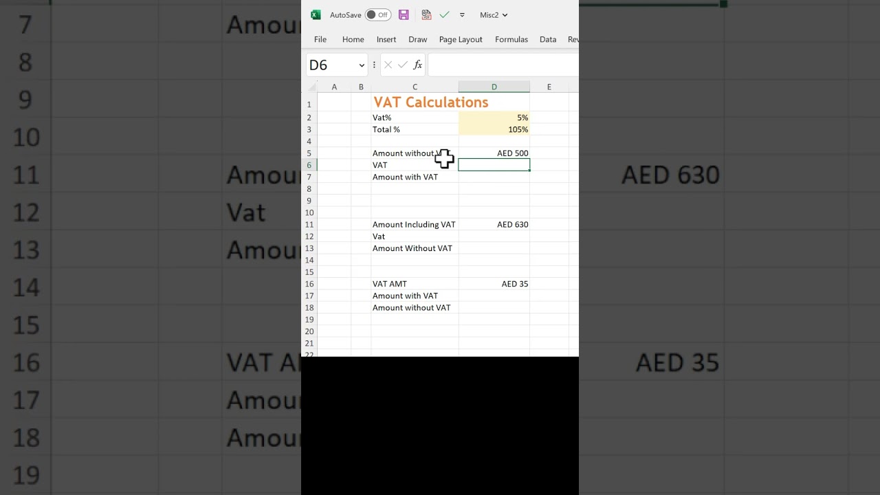 VAT calculations in Excel