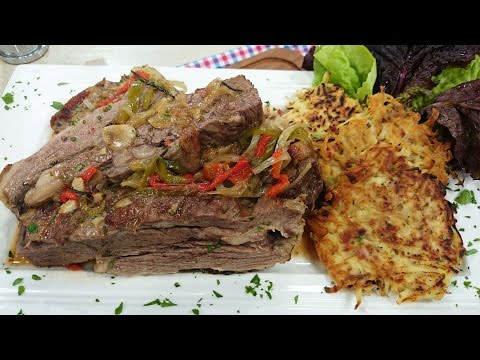 Vacío al horno con papas rosti a la panceta