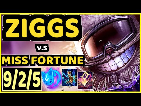 ACHUU (ZIGGS) vs MISS FORTUNE - 9/2/5 KDA BOTTOM ADC GAMEPLAY - EUW Ranked GRANDMASTER