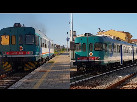 R 3673 e R 22482 in partenza nella stazione di Brancaleone.