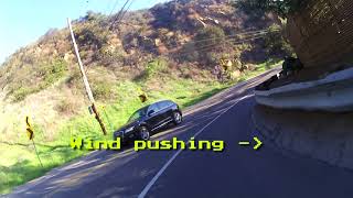 Cycling through wind blast on Mulholland