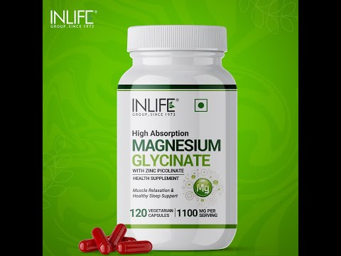 INLIFE Magnesium Glycinate Supplement 550mg with Zinc 10mg (as Zinc Picolinate) - 120 Veg Capsules