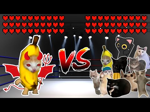 Evil Banana Cat vs 10 meme Cats! Meme battle
