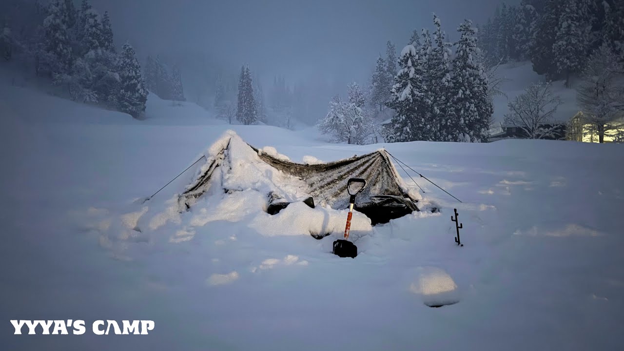 【ソロキャンプ】テントはどこへ？大雪キャンプの過酷さを経験した夜明け【バンドックソロベースEX】