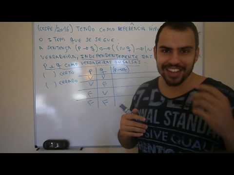 Questão do Cespe abordando Conectivos lógicos e tabela verdade