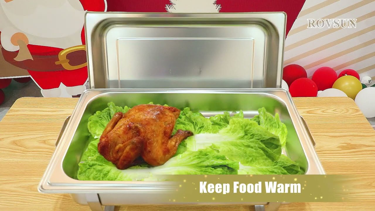 ROVSUN 8 Qt 4 Pack Full Size Stainless Steel Chafing Dishes Buffet Set, via amazon