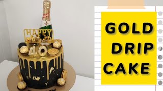 How to make an easy GOLD DRIP CAKE without painting