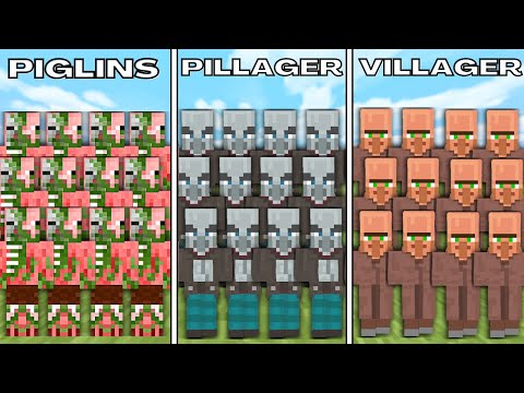 PIGLINS vs PILLAGERS vs VILLAGERS (Minecraft Mob Battle)