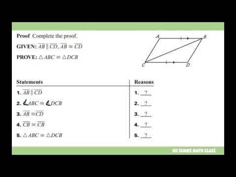 Complete the Two Column Proof. Triangle Congruency. Parallel Lines