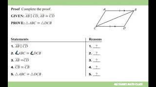 Complete the Two Column Proof. Triangle Congruency. Parallel Lines