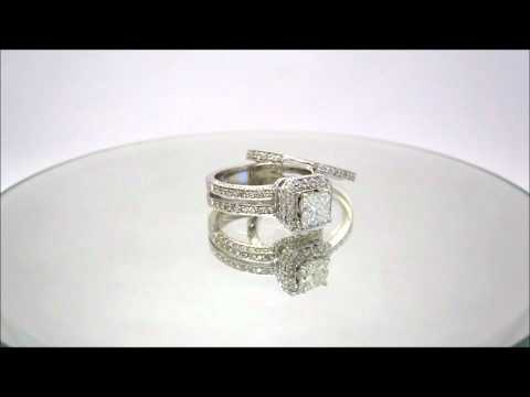 PRINCESS CUT DIAMOND ENGAGEMENT RING & BAND 1.60CTW - KNR INC - 877.1