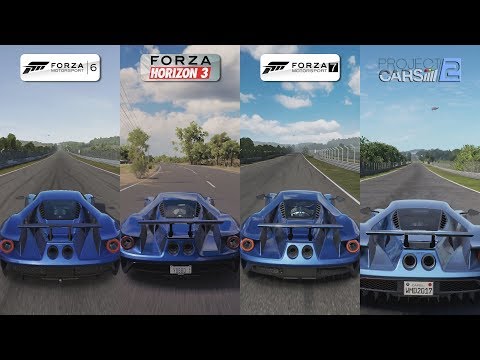 Forza 6 vs Forza Horizon 3 vs Forza 7 vs PCARS 2 - Ford GT Sound Comparison