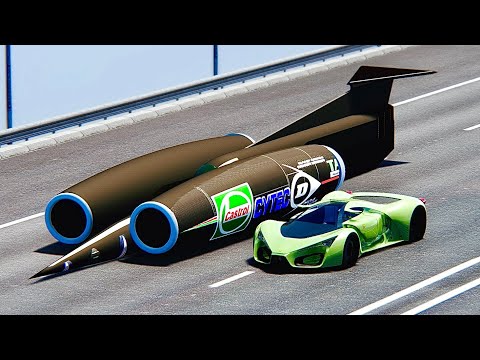 Ferrari F80 Concept vs Thrust SSC at Drag Race 20 KM
