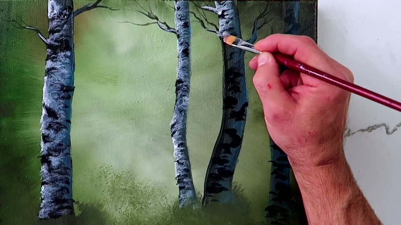 Peaceful Birch in Sunlight | Acrylic Landscape Art | Simple Techniques for Beginners