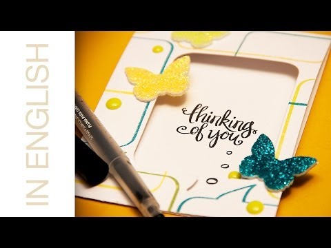 Part of a video titled Adding glitter to foam shapes. Just Thinking of You card - YouTube