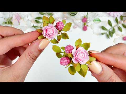 КРАСИВЫЕ ЗАКОЛКИ с цветами из фоамирана и ягодками с нуля своими руками/ Украшения для волос DIY