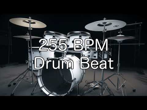 255 BPM Rock Drum Beat for Musical Practise