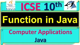 ICSE 10th Computer Application || Introduction to Function in Java || Types of Function in Java