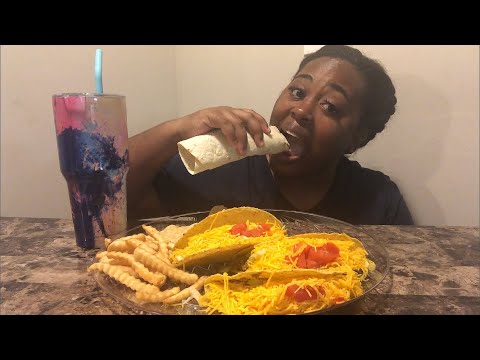 DEL TACO BURRITO AND TACOS WITH FRIES MUKBANG REVIEW