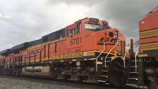 NS and BNSF Locomotives coming through the yard in New Haven, IN