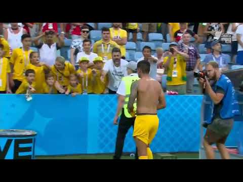 Peru fan tries to snatch Tim Cahills from young child World Cup jersey