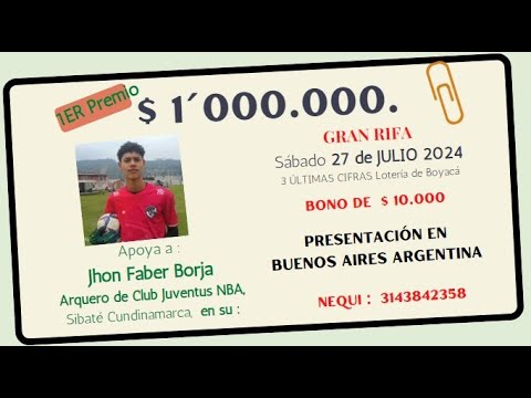 ARQUERO Futbol Sibate Cundinamarca Jhon Borja 1A