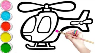 Helicopter Drawing step by step, painting and coloring for kids and toddlers