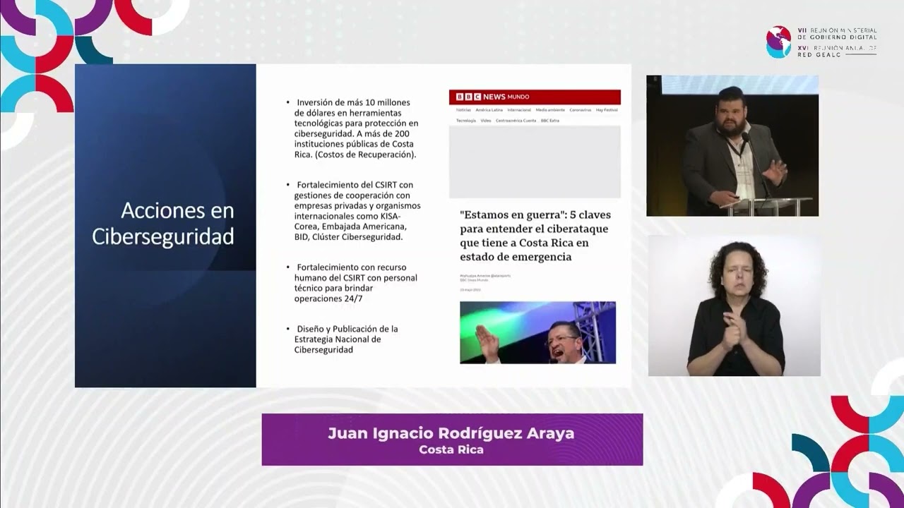 Juan Rodríguez, asesor del Min. de Ciencias e Innovación de Costa Rica, expone en Cumbre Ministerial