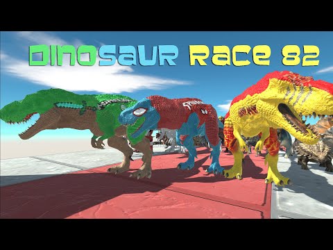 IRONMAN and SPIDERMAN T REX in Dinosaur race - Animal Revolt Battle Simulator