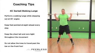 337. 45° Barbell Walking Lunge