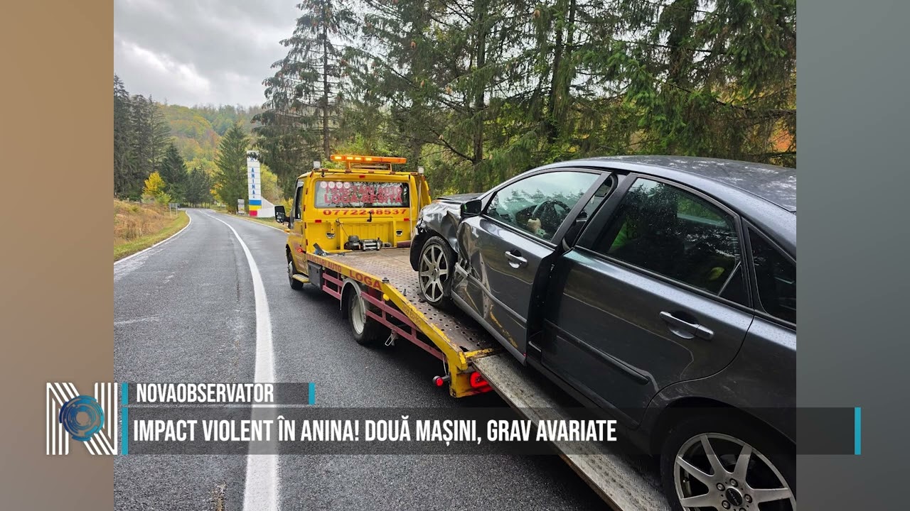 Impact violent în Anina! Două mașini, grav avariate
