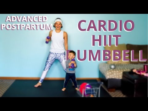 Advanced Postpartum Cardio HIIT Dumbbell 20-min Workout