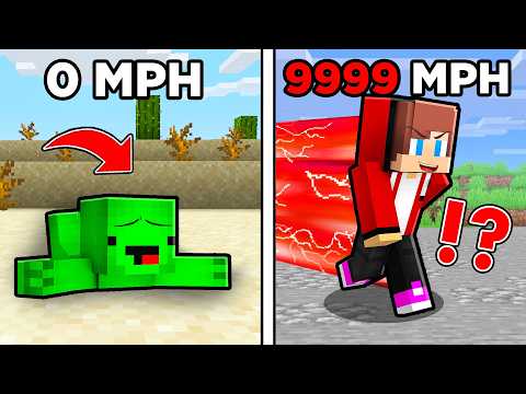 JJ And Mikey 0 MPH vs 999 MPH Speed INCREASES Every Second in Minecraft Maizen