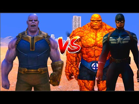 100 Thanos vs 1000 Ben Grimm and 1000 Captain america (Marvel vs Marvel)