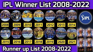 IPL Winners & Runners-Up List From 2008 to 2022 | Indian Premier League All Seasons Champion Team