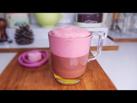 Pink melange coffee at home | benefitial & delicious beetroot latte😍 #drinkland#melande#beetroot
