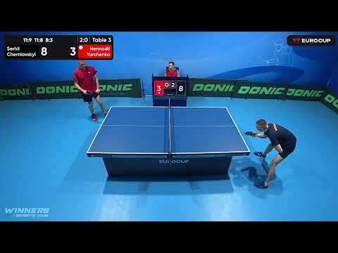 12:00 Serhii Cherniavskyi 3-0 Hennadii Yurchenko 28.04.2023 TT Euro.Cup Ukraine Master. Table 3