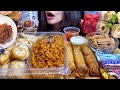 ASMR KOREAN SPICY NOODLES + DUMPLINGS / MOMOS MUKBANG | EATING FOOD #shorts