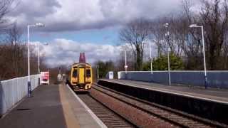 preview picture of video 'April Train Leaving Dalmeny Railway Station South Queensferry Scotland'